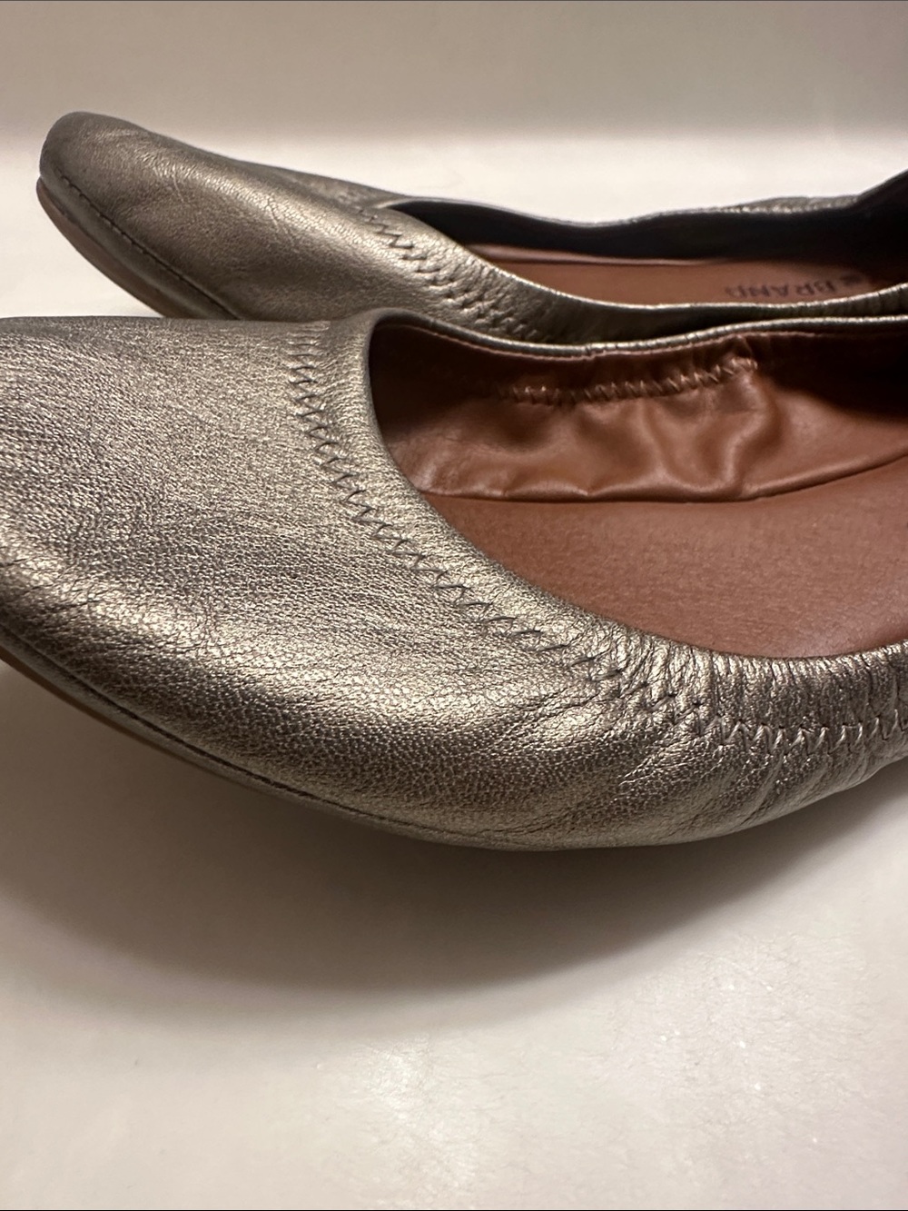 Lucky Brand Metallic Pewter Leather Ballet Flats - Picture 2 of 4